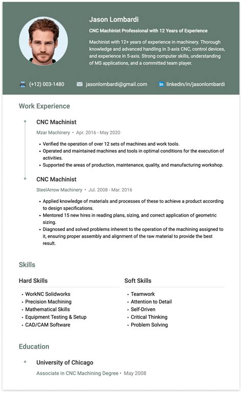 cnc machine operator resume examples|example of cnc machinist resume.